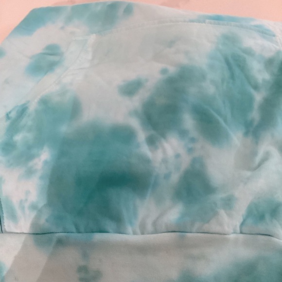 TIE-DYE Drawstring Pullover Hoodie Blue Turquoise Size L - Picture 6 of 12
